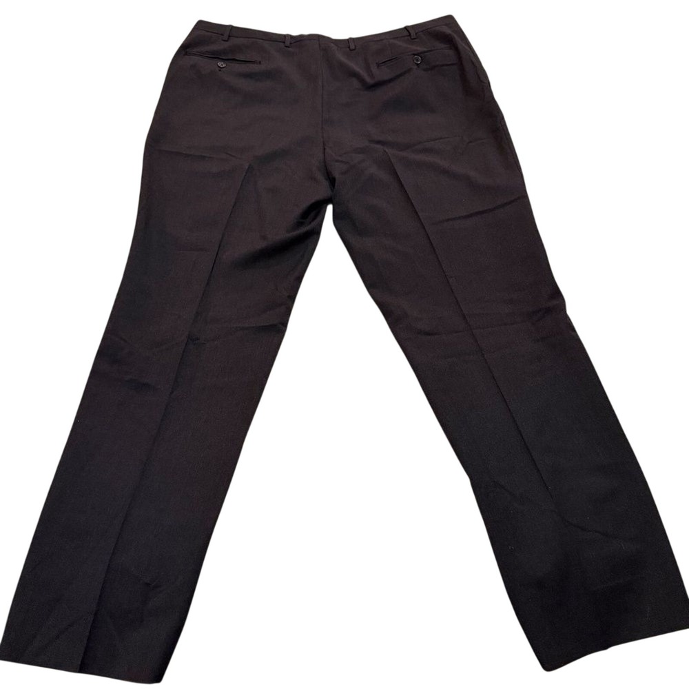 Canali Dress Pants Mens 40 Black Flat Front Wool Trousers Made in Italy Office